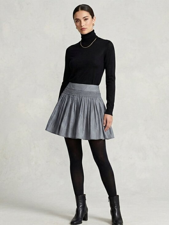See By Chloe Dresses & Skirts - SEE BY CHLOÉ Gray Pleated Smocked Mini Skirt Metallic Women's US 6